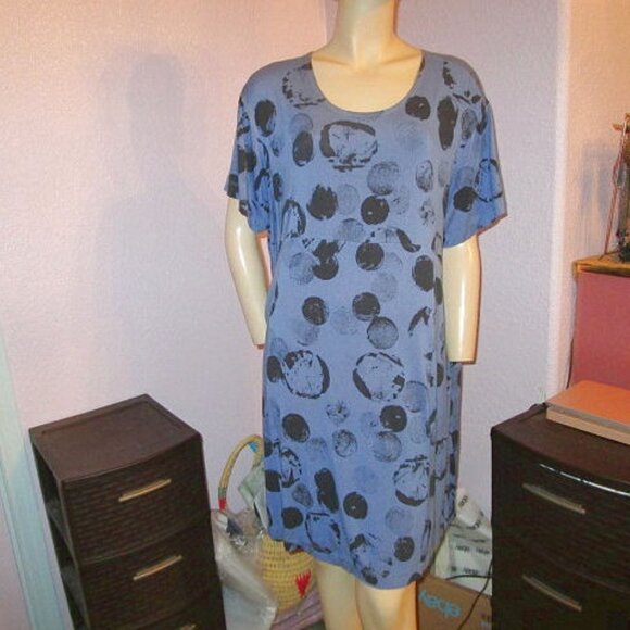 Bryn Walker Maya Dress Size L Pockets Stretch Short Sleeves Lagenlook Artsy Boho - Picture 1 of 12